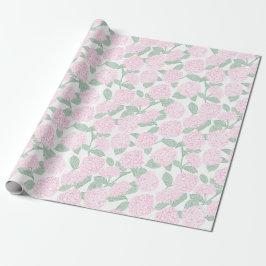 Pink and Green Hydrangea Floral Cadeaupapier