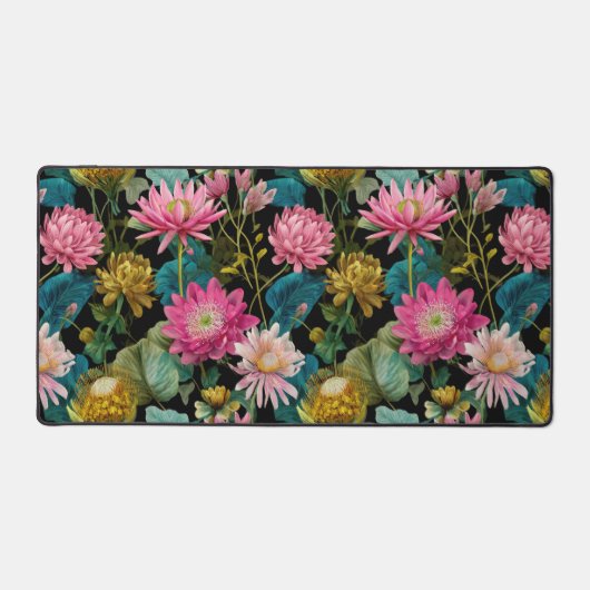 Pink and Green Lush Tropical Pattern Botanical Bureaumat (Voorkant)