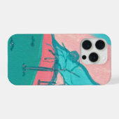 Pink and Green Minimalistic Landscape Phone Case iPhone Hoesje (Achterkant horizontaal)