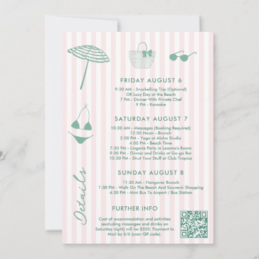 Pink And Green Palm Springs Bachelorette Weekend Kaart (Achterkant)