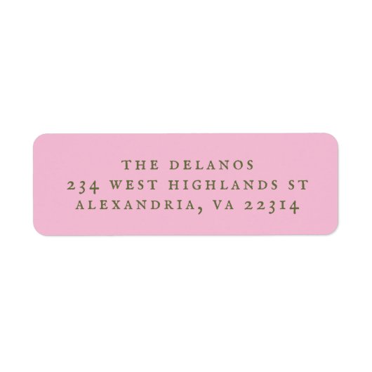 Pink and Green Simple Antique Serif Text Etiket (Voorkant)