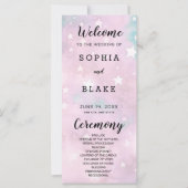 Pink and Green Stars Programme de mariage céleste (Devant)