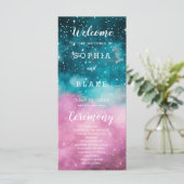 Pink and Green Stars Programme de mariage céleste (Debout devant)