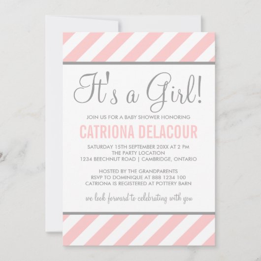 Pink and Grey C'est une Invitation Baby shower fil (Devant)
