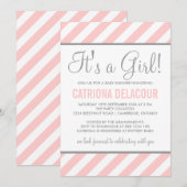 Pink and Grey C'est une Invitation Baby shower fil (Devant / Derrière)