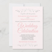 Pink and Grey Simple Elegant Wedding Invitation (Devant)