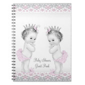 Pink and Grey Twins Baby shower gastenboek Notitieboek (Voorkant)