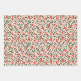 Pink and Holly Christmas Wrapping Paper