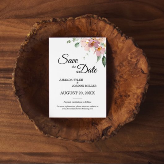 Pink and Mauve  Floral Wedding Save The Date