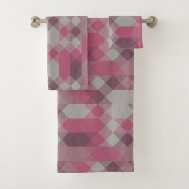 pink and mauve geometric bad handdoek