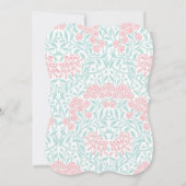 Pink and Mint Floral Pattern Birthday Party Kaart (Achterkant)