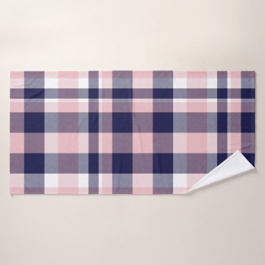 Pink and navy Plaid,  checkered,  tartan seamless  (Serviette de bain)