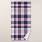 Pink and navy Plaid, checkered, tartan seamless Badhanddoek (Badhanddoek)