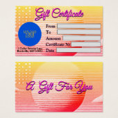 Pink and Orange Background Gift Certificate (Devant & derrière)