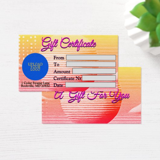 Pink and Orange Background Gift Certificate (Bureau)