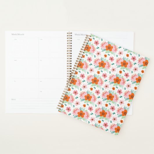 Pink and orange floral bouquet patterned planner (Devant avec enveloppe)