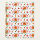 Pink and orange floral bouquet patterned planner (Devant)