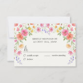 Pink and Orange Wildflower Wedding RSVP Card (Devant)