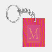 Pink and Orange Zebra Stripes Monogram Sleutelhanger (Voorkant Links)