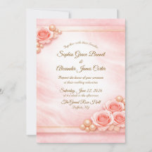 Pink and Pearl Wedding Invitation