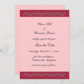 Pink and Pearls Save the Date (Devant / Derrière)