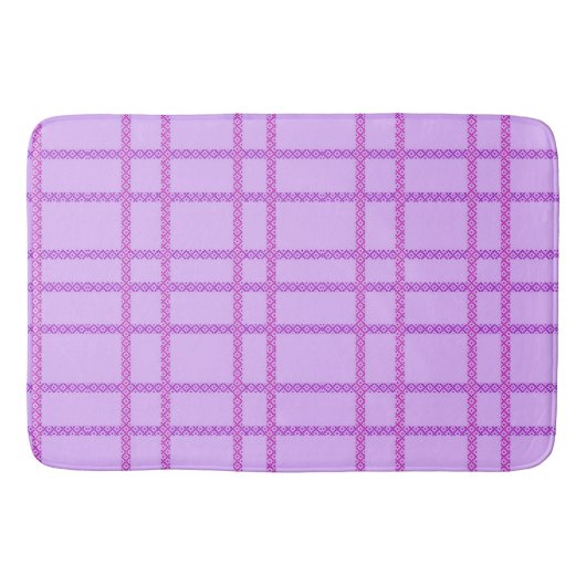 Pink and purple flower checkered pattern badmat (Voorkant)