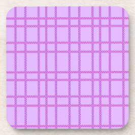 Pink and purple flower checkered pattern bier onderzetter