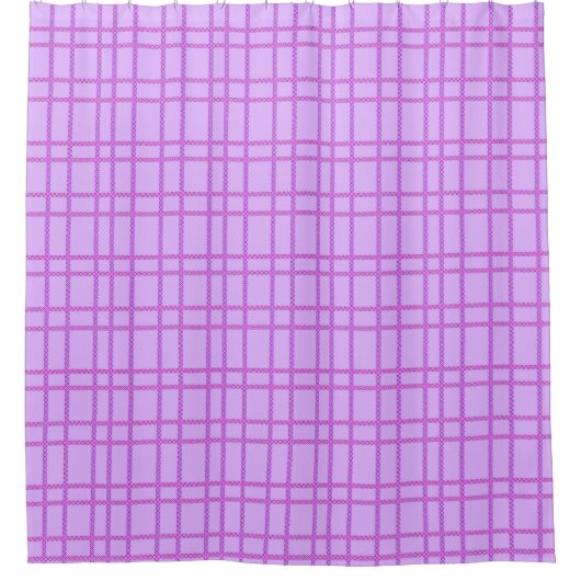 Pink and purple flower checkered pattern douchegordijn (Voorkant)
