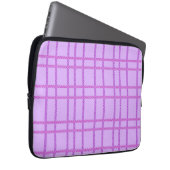 Pink and purple flower checkered pattern laptop sleeve (Voorkant Rechts)