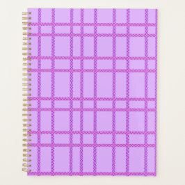 Pink and purple flower checkered pattern planner