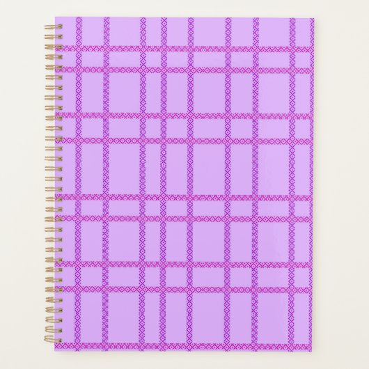 Pink and purple flower checkered pattern planner (Voorkant)
