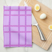 Pink and purple flower checkered pattern theedoek (Quarter Fold)