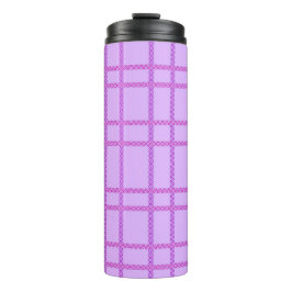 Pink and purple flower checkered pattern thermosbeker