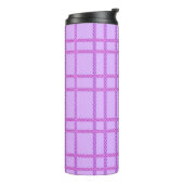Pink and purple flower checkered pattern thermosbeker (Gedraaid links)