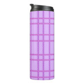 Pink and purple flower checkered pattern thermosbeker (Geroteerd rechts)