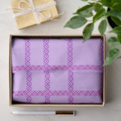 Pink and purple flower checkered pattern tissuepapier (Geschenk)