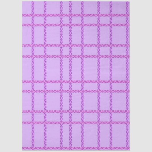Pink and purple flower checkered pattern tissuepapier (Voorkant)