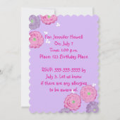 Pink and Purple Flowers Birthday Invitation Cards (Dos)