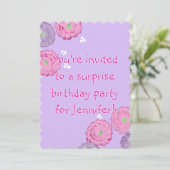 Pink and Purple Flowers Birthday Invitation Cards (Debout devant)