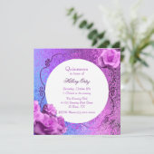 Pink and Purple Foil Look Quinceanera Invitation (Debout devant)