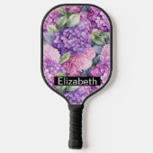 Pink and Purple Hydrangea Flower Personalized Pickleball Paddle (Achterkant)