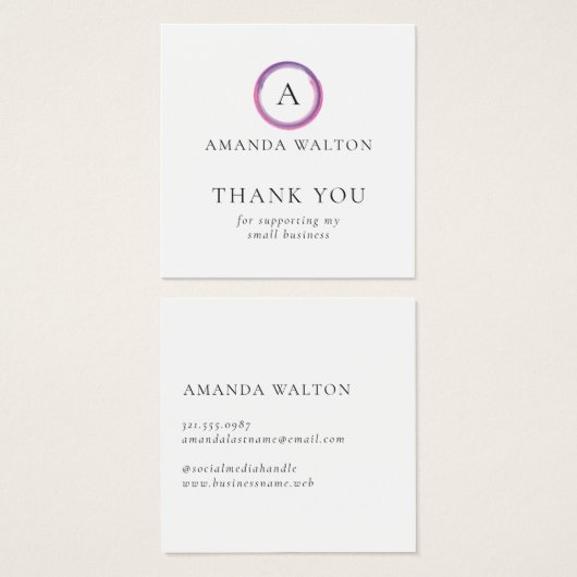 Pink and Purple Monogram Modern Package Insert (Devant & derrière)