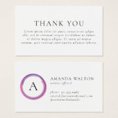 Pink and Purple Monogram Modern Package Insert (Devant & derrière)