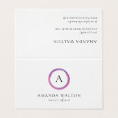 Pink and Purple Monogram Modern Visitekaartjes (Buitenkant ongevouwen)