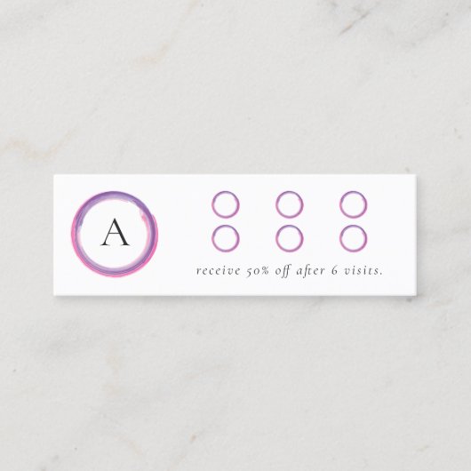 Pink and Purple Monogram QR Code Modern Klantenkaartje (Voorkant)