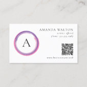 Pink and Purple Monogram QR Code Modern Kortingskaartje (Achterkant)