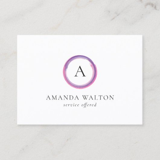 Pink and Purple Monogram QR Code Modern Visitekaartje (Voorkant)