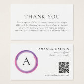 Pink and Purple Monogram QR Code Package Insert (Devant & derrière)