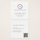 Pink and Purple Monogram QR Code Package Insert (Devant & derrière)