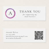 Pink and Purple Monogram QR Code Package Insert Mini Visitekaartjes (Voorkant /achterkant)